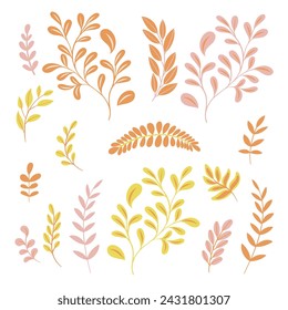 Collection of folk art design elements.
Vector illustration with flowers in folk style on a white background. Hand drawn folk flowers. Scandinavian traditional motif