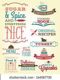 Collection of Food Calligraphic Designs in Vintage Style