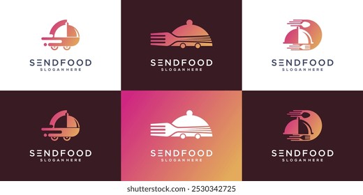 Collection of food delivery logo vector. Food order service design idea. Unique design illustration template.	
