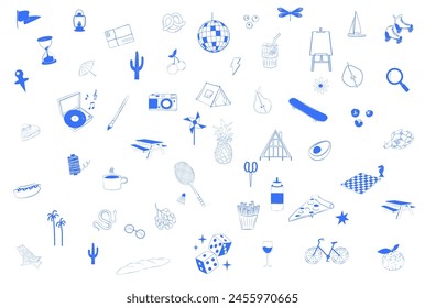 Collection of food, drink, hobby and leisure icons. Simple lifestyle symbols. Lifestyle icons. Editable vector illustration.
