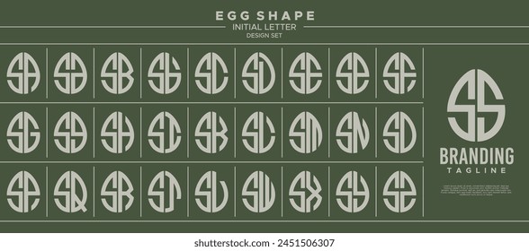 Collection of food egg shape initial letter S SS logo design