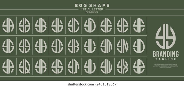 Collection of food egg shape initial letter Y YY logo design