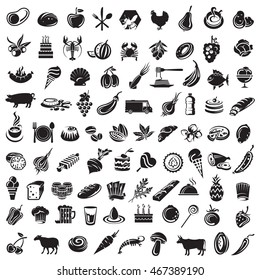 collection of food icons and elements