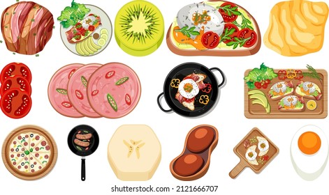 Collection Food Ingredients On White Background Stock Vector (Royalty ...