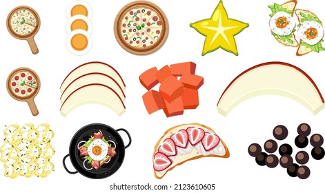 Collection of food ingredients on white background illustration