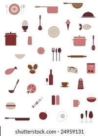 Collection of food and kitchenware icons