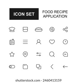 collection of food recipe application icons