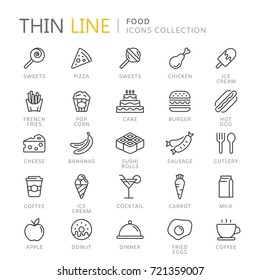 Collection of food thin line icons