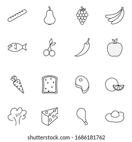 Colección de iconos vectoriales de línea delgada de alimentos.