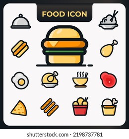 Collection Food of vector  filledline icons