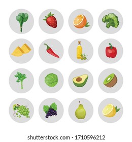 Collection of foods with vitamin C. Natural organic products with a high content Vitamin C.