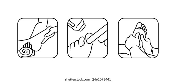 collection of Foot therapy, foot massage, reflexology simple thin line icon vector illustration design template.