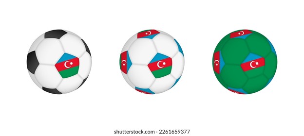 Collection football ball with the Azerbaijan flag. Soccer equipment mockup with flag in three distinct configurations. Vector mockup.