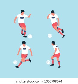 A collection of football players isolated on a light background. Colorful flat vector illustration.
