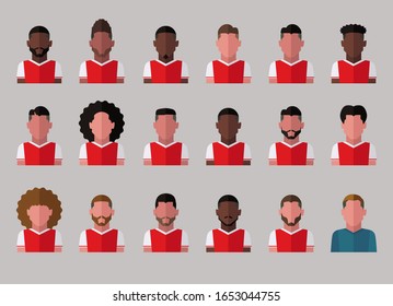 Collection of football players. Vector icon set 5