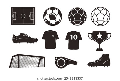 Collection of Football soccer vector element on white background