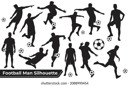 Collection of Football Sport silhouettes in different positions