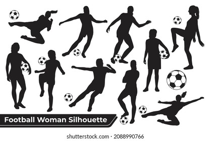 Collection of Football Sport silhouettes in different positions