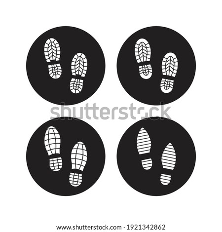 Collection of footprints shoes human walking and shoe sole feet footsteps people. Footsteps icon or sign for print, isolated on white background - vector design