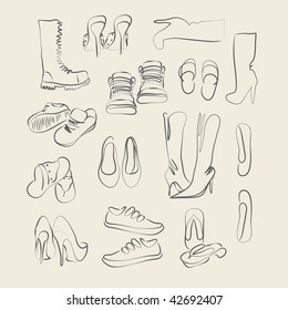 collection of footwear, vector illustrations