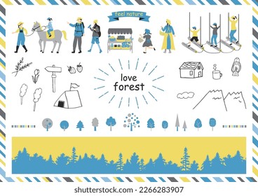 Collection of forest activity illustration materials