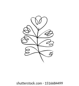 collection forest fern eucalyptus  art foliage natural
leaves herbs in line style. Decorative beauty elegant illustration 
for design Vector flower