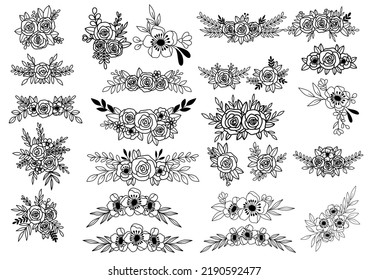 collection forest fern eucalyptus art foliage natural leaves herbs in line style. Decorative beauty elegant illustration for design hand drawn flower