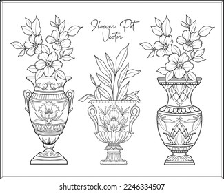 collection forest fern eucalyptus art foliage natural leaves herbs in line style. Decorative beauty elegant illustration for design hand drawn flowers and borders