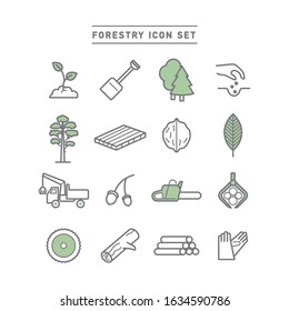 COLLECTION OF FORESTRY LINE ICONS