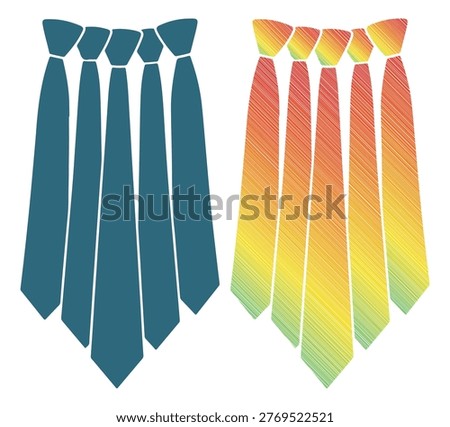 Collection of formal neckties, solid blue and gradient colors, fashion accessory concept.