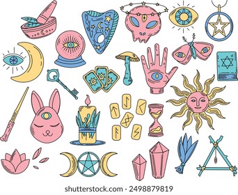 a collection fortune of cartoon illustrations including a moon, sun, moon, and moon.