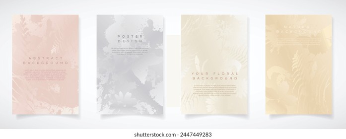 Collection of four abstract backgrounds with floral design - vector illustration