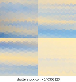 Collection of Four Abstract Blue Geometric Backgrounds, Vector Illustration