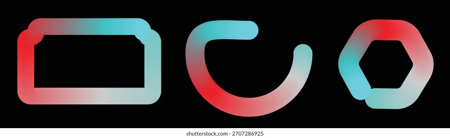 Una colección de cuatro Formas de gradiente abstractas, fluidas y modernas con transiciones de color vibrantes. Ideal para Diseño gráfico, logotipos, fondos y proyectos creativos.