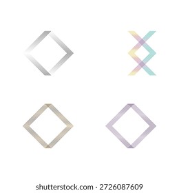 A collection of four abstract geometric rhombus designs created with thin parallel lines.