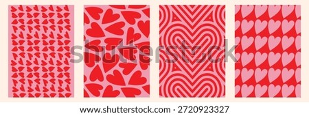 collection of four abstract heart patterns celebrating love and romance in shades of red and pink perfect for design projects