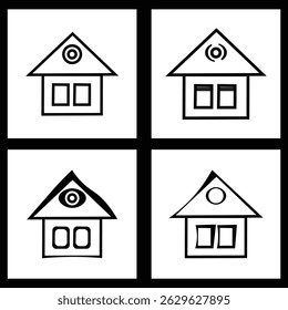 Uma coleção de quatro gráficos abstratos de casa, perfeitos para representar conceitos de casa ou propriedade.