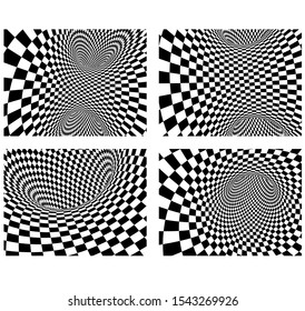 Collection of four abstract vector backgrounds with black and white patterns. EPS8
