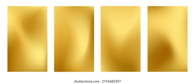 Colección de cuatro fondos móviles de Vertical abstracta con una vibrante y suave mezcla de degradado de malla de oro y amarillo