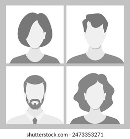 Collection Of Four Avatars Representing Diverse Characters For Social Media Profiles, Business Profiles And Interface