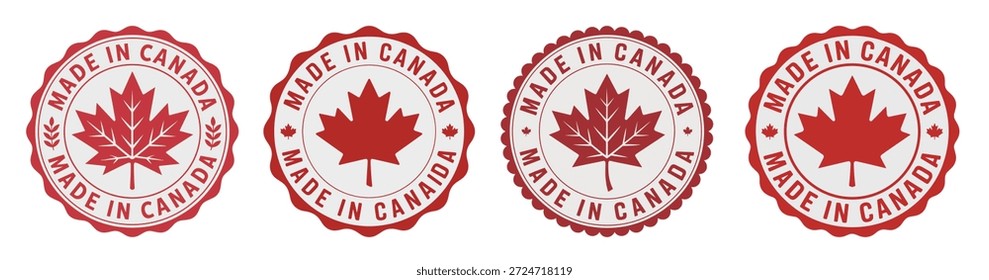 colección de cuatro hojas de arce canadiense hechas en sellos de Canadá
