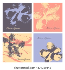Collection of four cards of invitation. Square template.