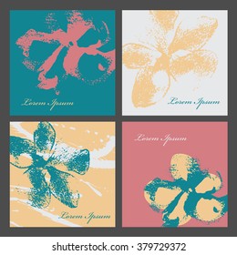 Collection of four cards of invitation. Square template.
