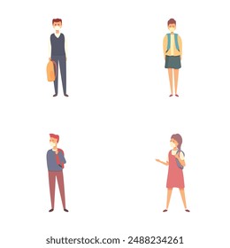 Collection of four cartoon characters in various business attire, isolated on white background