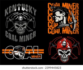 collection of four coal miner mascot designs for stickers or tees