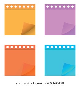 Collection of four colored adhesive notes vector design on white background