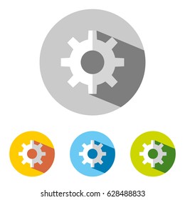 Collection of four colorful gears vector flat icon