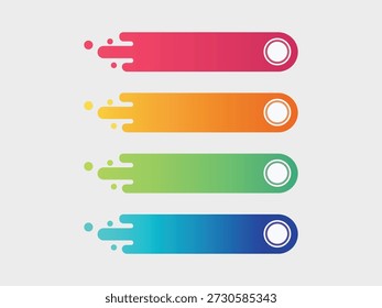Colección de cuatro cuadros de texto Horizontales coloridos con diseño abstracto de línea de velocidad, perfecto para Botones de Web, Anuncios o presentación de datos