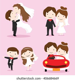 collection of four cute happy wedding couple