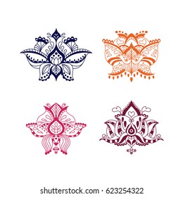 Collection of four decorative vector lotuses